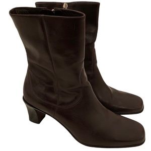 Cole Haan brown leather square toe ankle booties